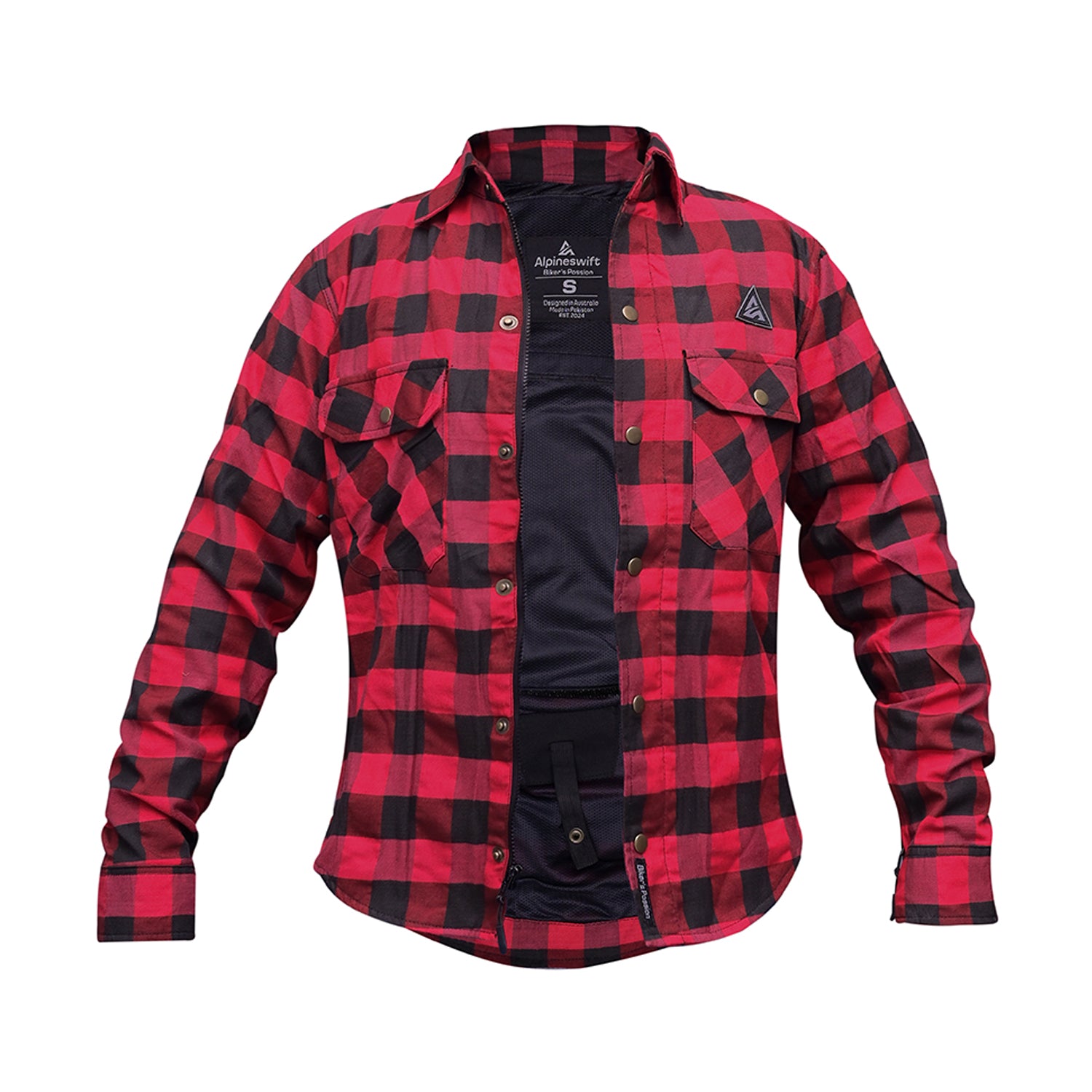 ASC Exo-Rider Kevlar® Lined Motorcycle Shirt – Red & Black