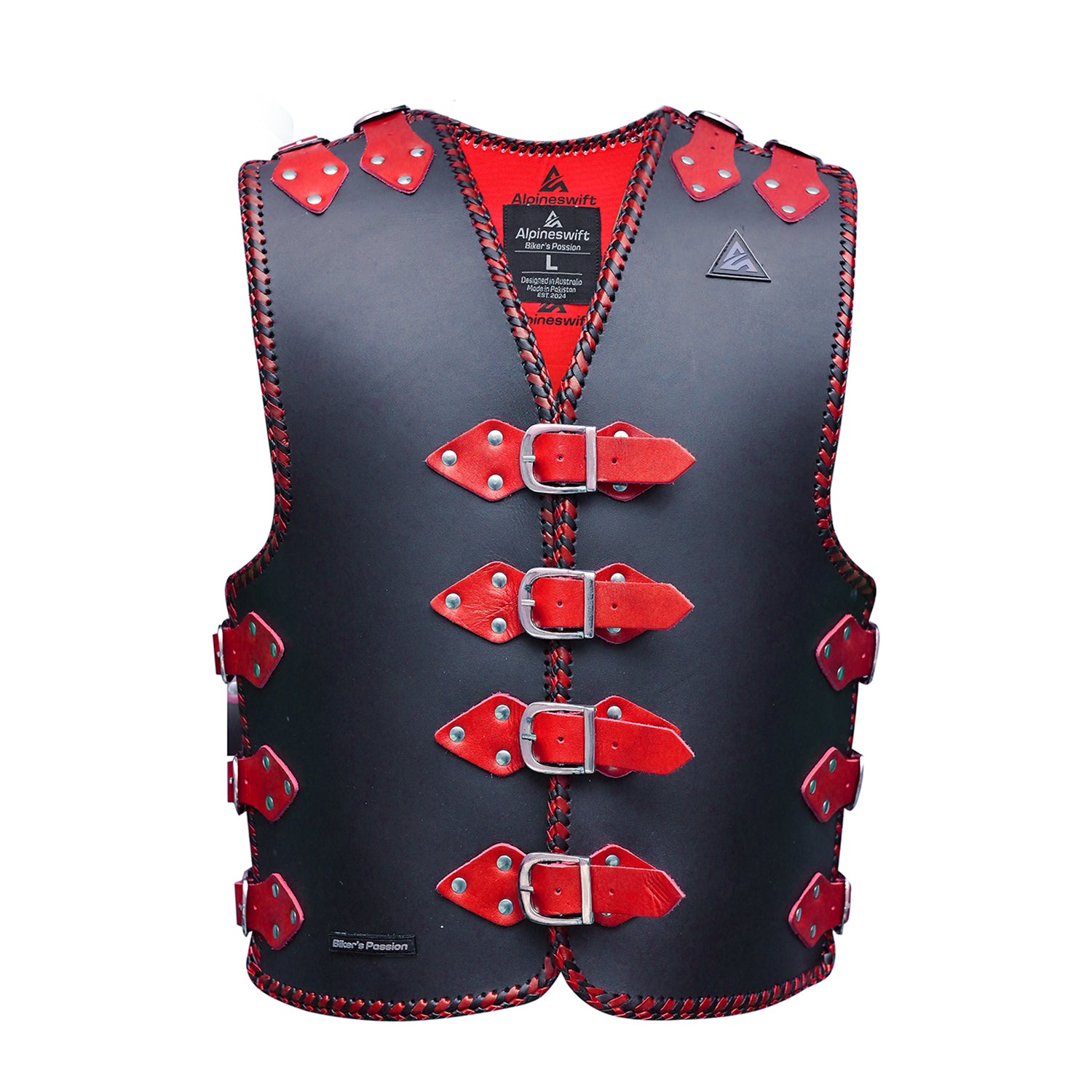 ASC Bikers Red Vest Vigor 3-4mm Leather