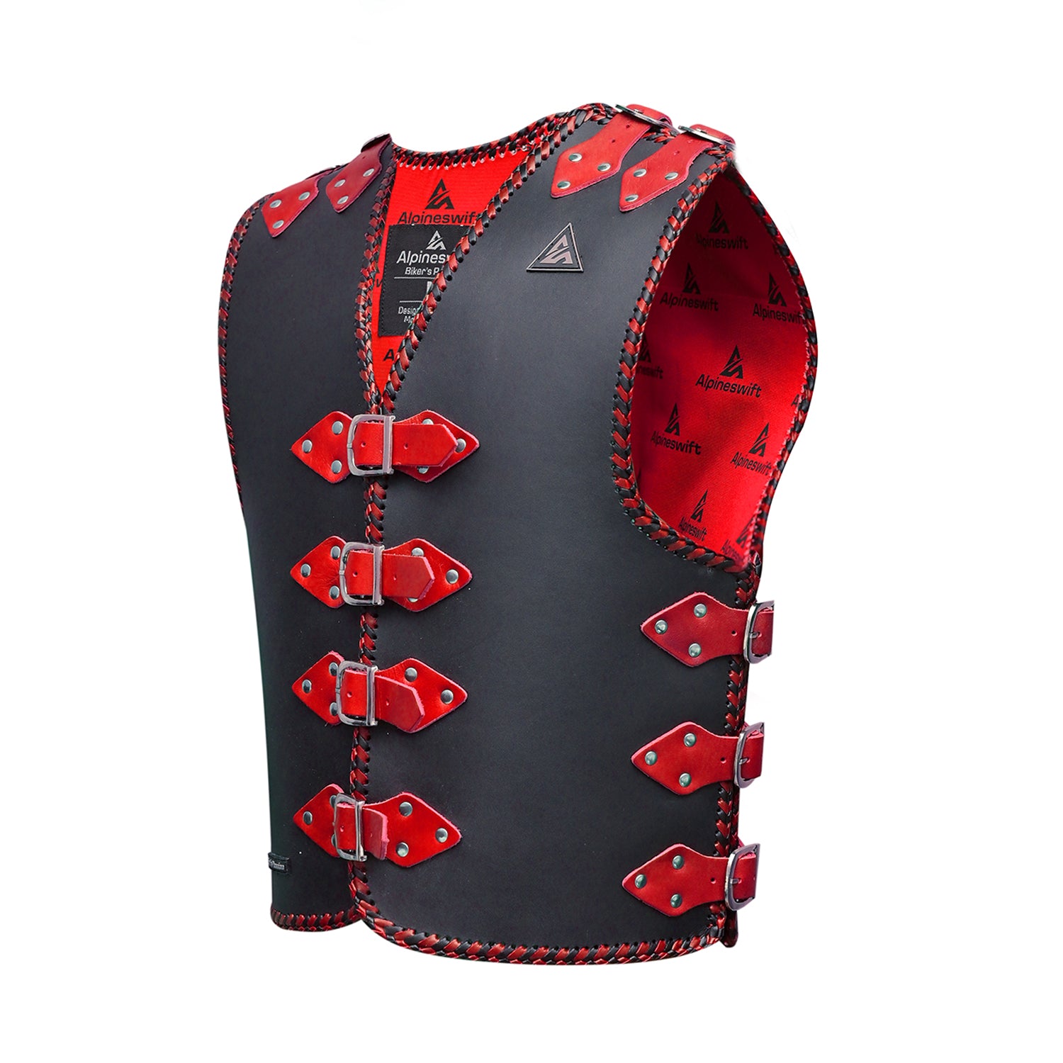 ASC Bikers Red Vest Vigor 3-4mm Leather