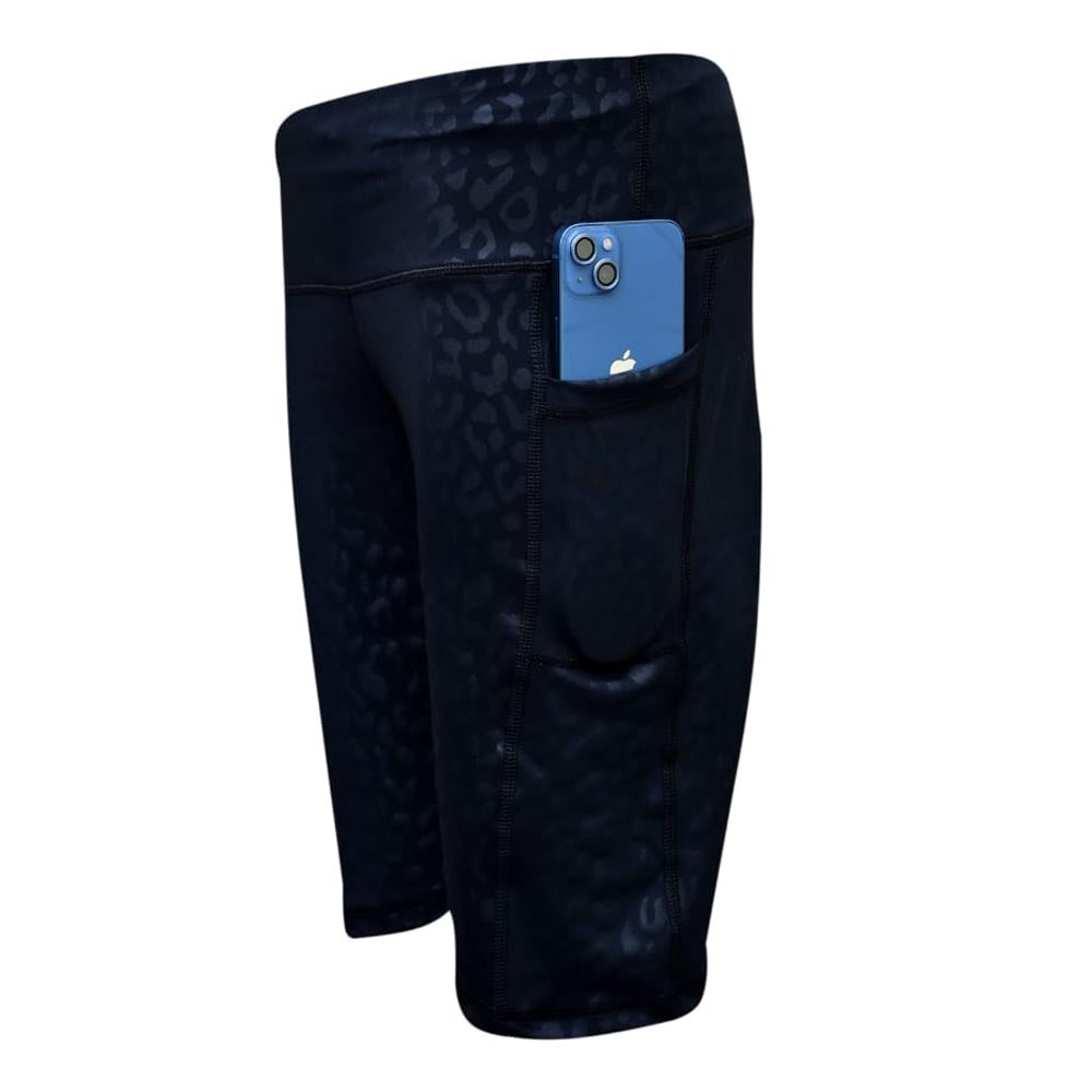 ASC Black High-Waisted Leopard Print Shorts