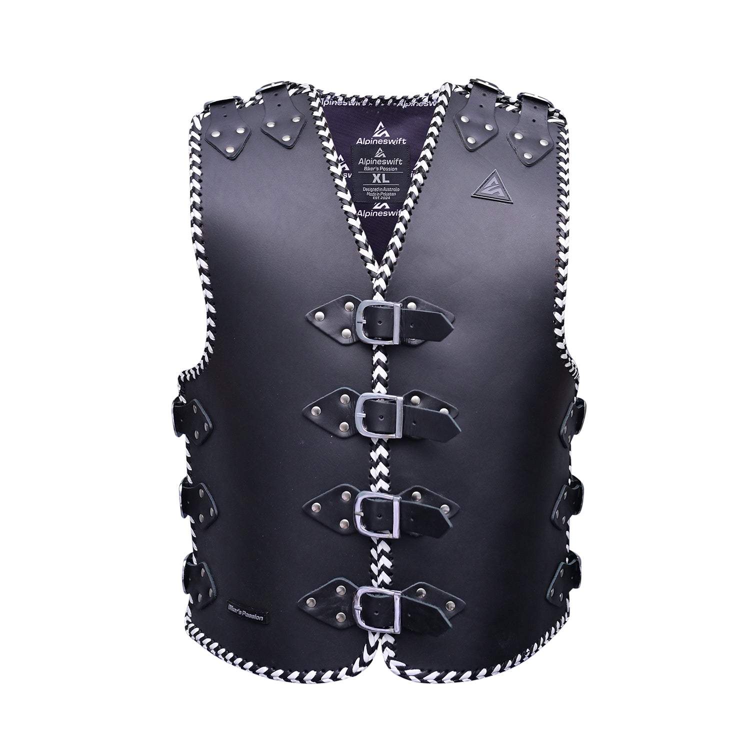 ASC Bikers White Vest Vigor 3-4mm Leather