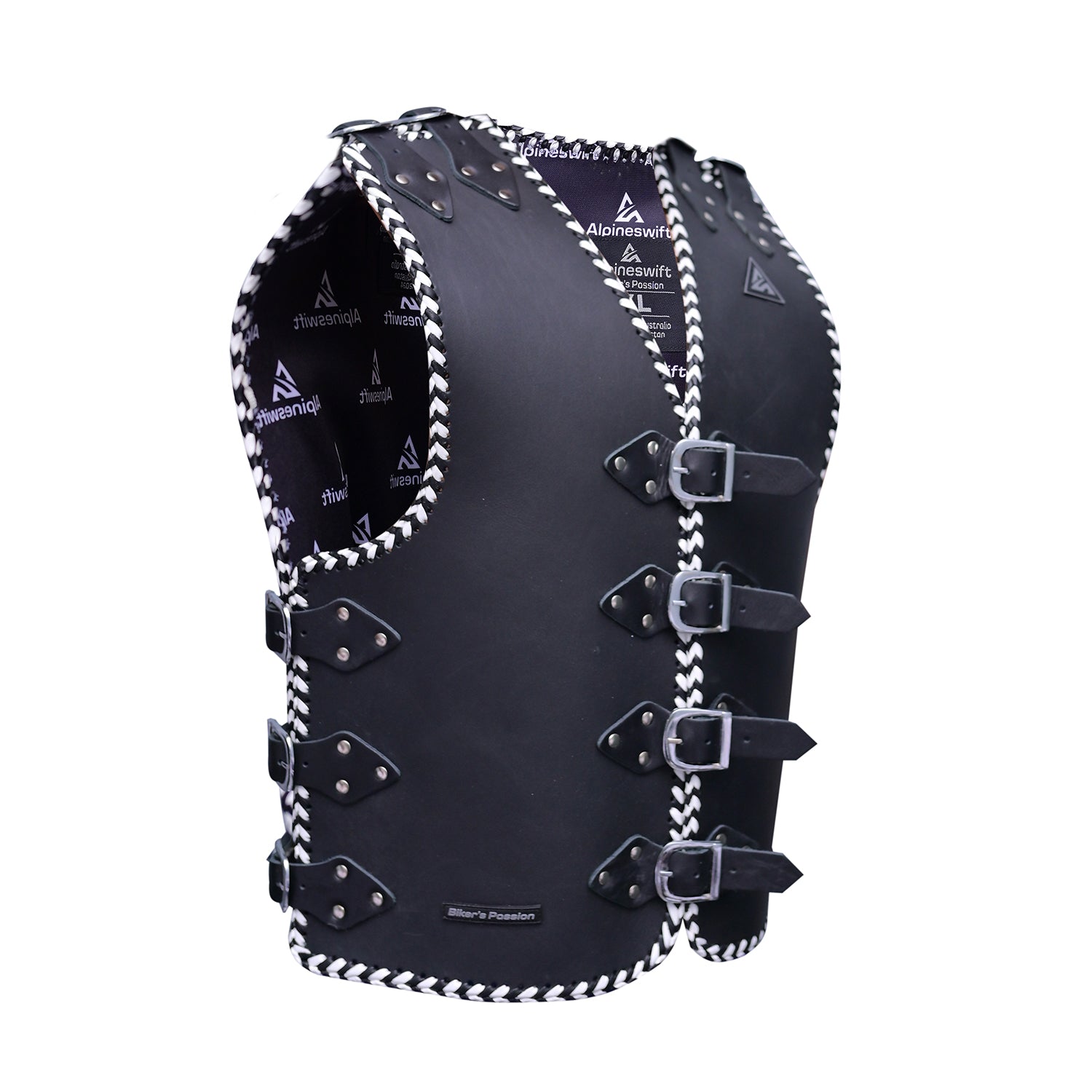 ASC Bikers White Vest Vigor 3-4mm Leather